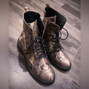 Faux Snakeskin Combat Boot